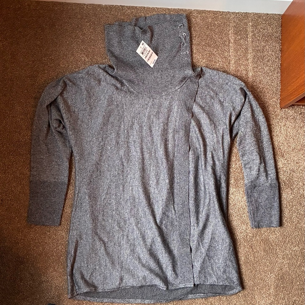 JM Collection Charcoal Cowl Neck Sweater